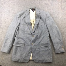 Vintage Tommy Hilfiger Blazer 42L Gray Solid Wool Sport Coat Jacket USA