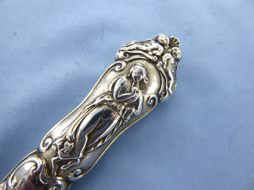 AN ANTIQUE STERLING SILVER CANOVA PATTERN DESSERT KNIFE,LONDON 1859. - Picture 8 of 14