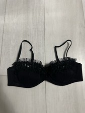 Vintage Victoria's Secret Bra Sz L - Black Tulle Sequins