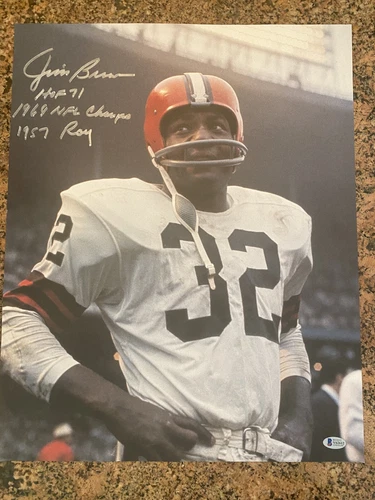 Jim Brown signed 16x20 3 inscriptions Beckett and PSA/DNA Browns