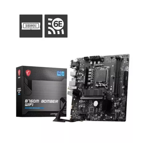 MSI B760M BOMBER WIFI Intel LGA 1700 DDR5 WiFi-6E MicroATX Gaming Motherboard