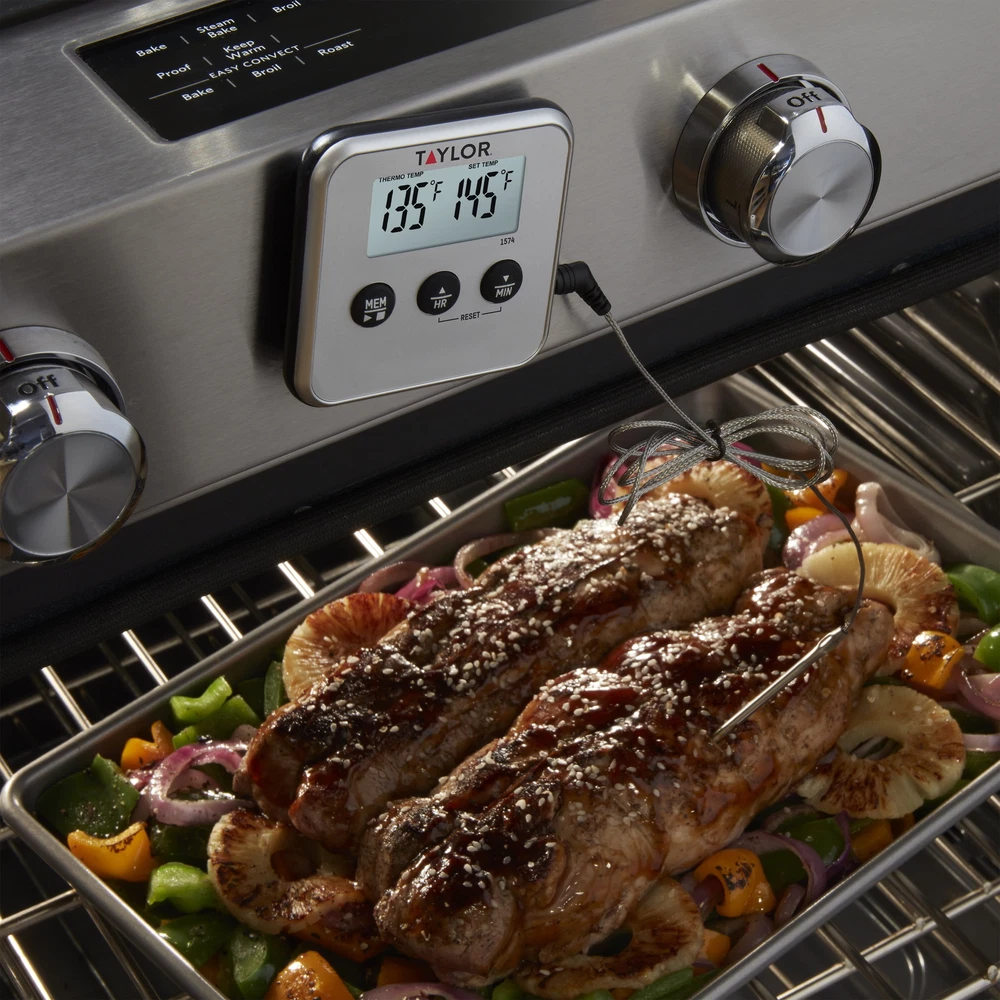 Digital Meat Thermometer W/ Timer Wired Probe Programmable Cooking Kitchen NEW