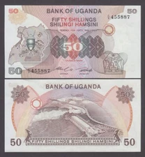 UGANDA P.18a  50 SHILLINGS 1982 PFX C/9 EF SOFT CENTER FOLD WE COMBINE      2305