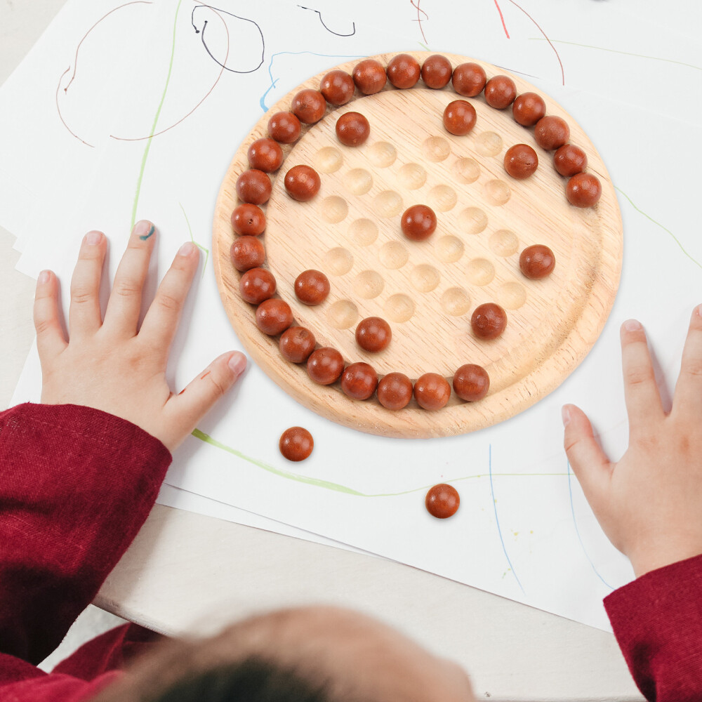 Wooden Chinese Solitaire Marbles Peg Board Game EcoFriendly