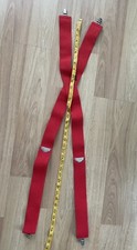 Honcho Red Suspenders 37  Long X 2" Wide Adjustable Clip On Silver Accent New