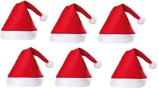6 x Felt Santa Hats Adults Teens Children for Christmas Parties Bulk Buy 6 pack