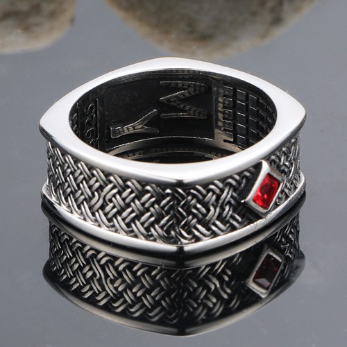 Vintage Woven Style Men's CZ Wedding Ring Stainless Steel Retro Band Size 7-13 - Picture 9 of 11