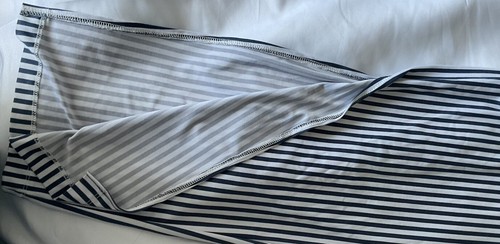 robert louis pants Size Xl Striped Blue And White Split Hem Detail Elastic Waist - Picture 2 of 6