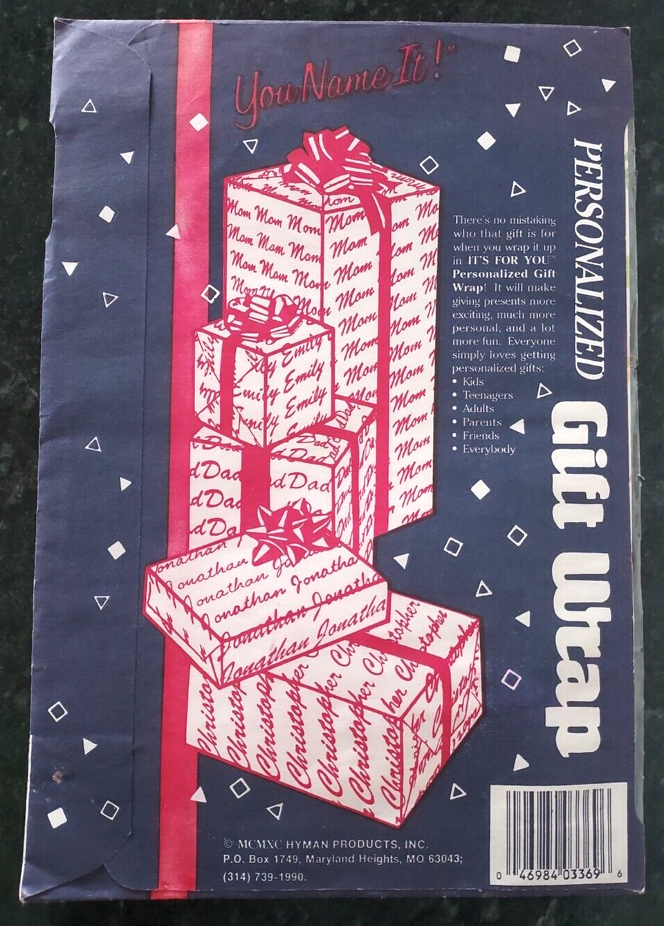 You Name It! Personalized Gift Wrap 20x28" New Old Stock SAMANTHA