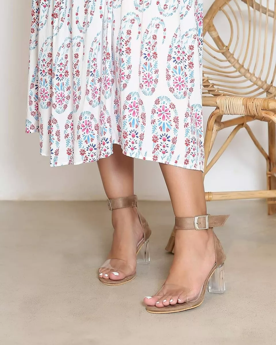 New Women Ankle Strap Box Heel Girl Wedding Party Sandal Open Toe Shoes