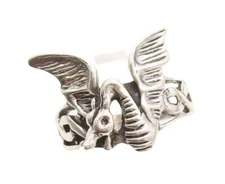 925 Sterling Silver Vintage Ring Designer Cutout Flying Dragon  Sz 8  RG31398