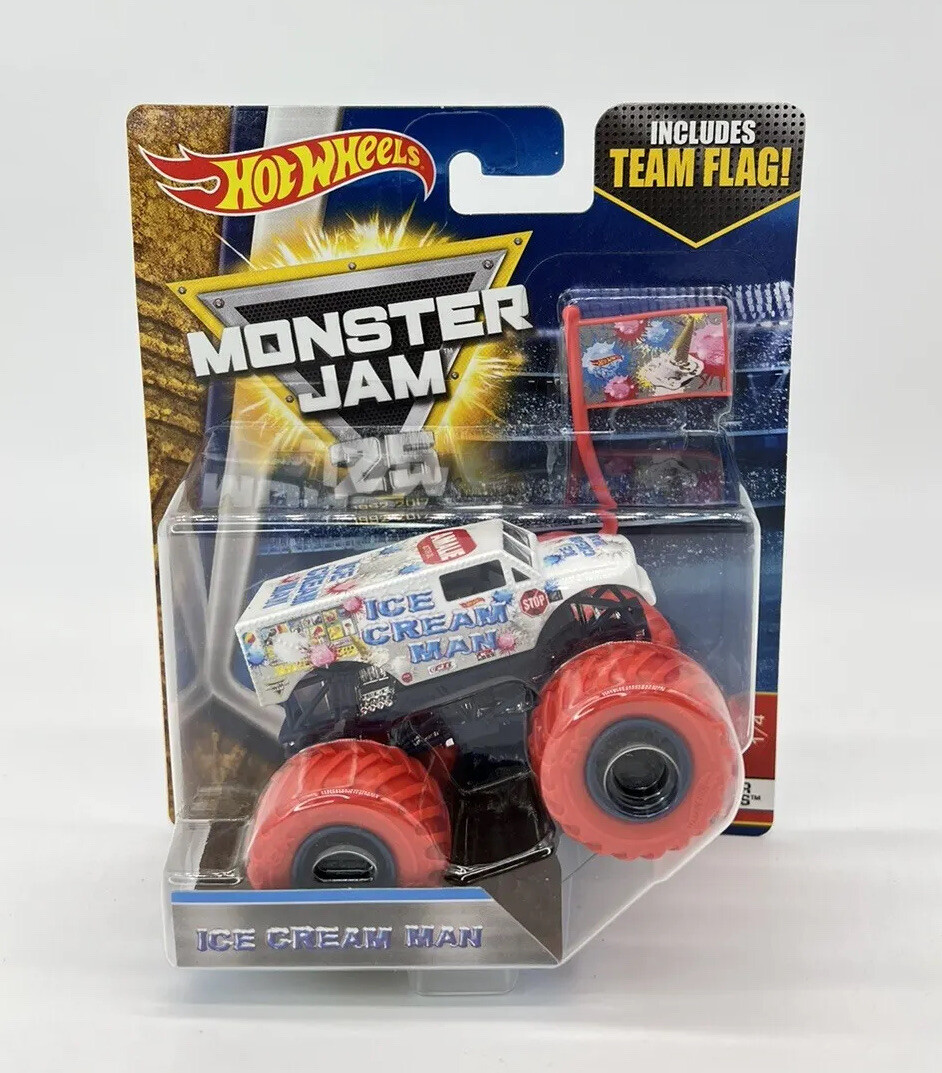 NEW Hot Wheels Monster Jam Ice Cream Man Color Treads 1/4 with Team