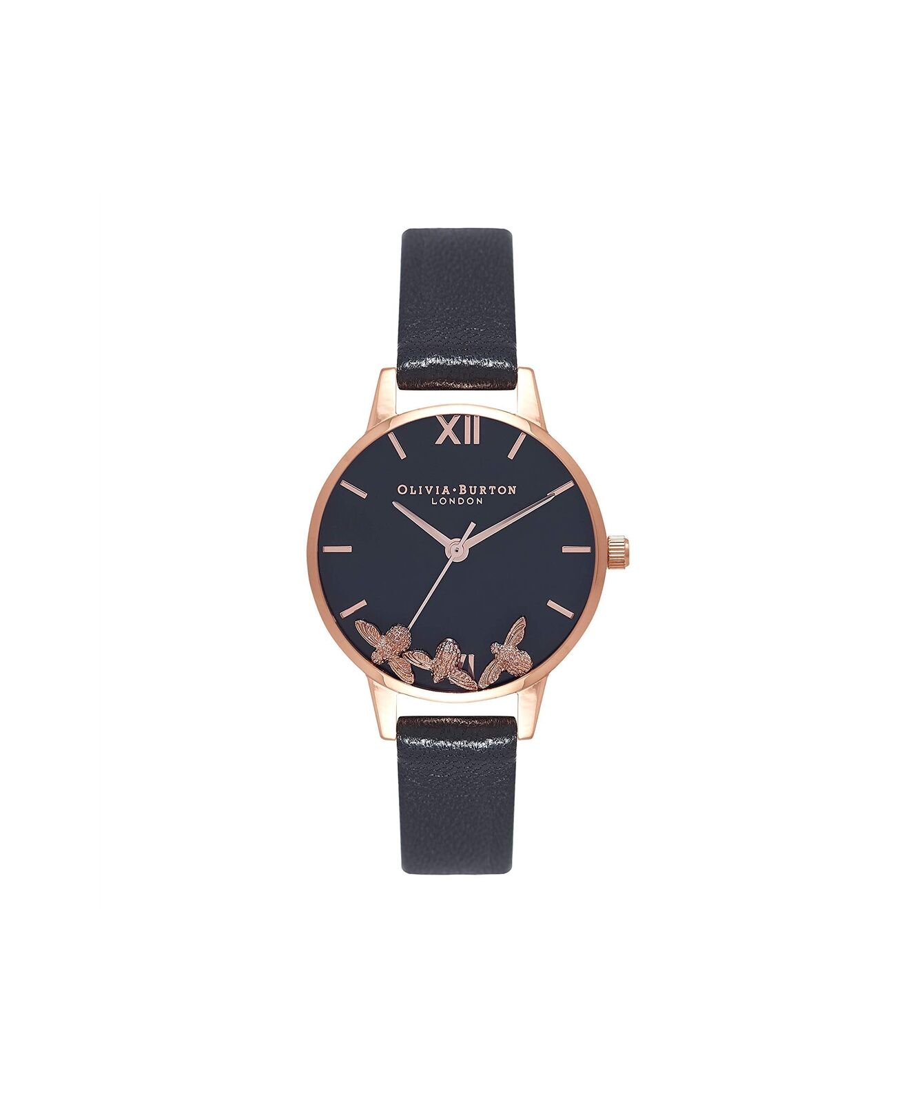 Image of Olivia Burton Analogue Quartz Watch for Women with Black Leather Strap - OB16CH0
