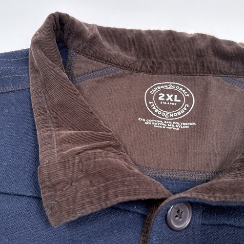 Carbon 2 Cobalt Sweater Mens Size 2XL Navy Blue Pullover Henley Button Knit - Picture 4 of 8