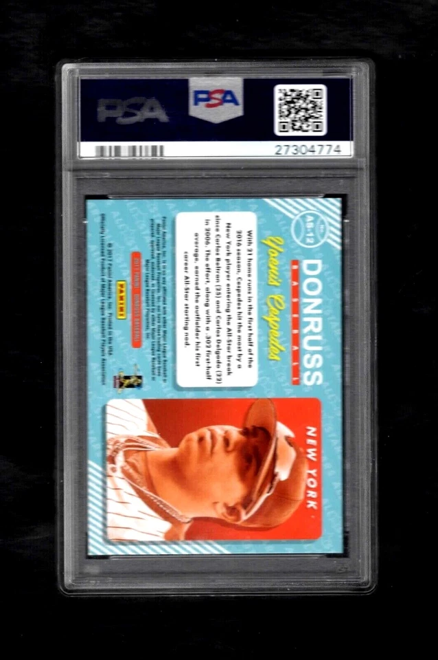 2017 Panini Donruss #AS-12 YOENIS CESPEDES /999 All-Stars POP 1 PSA 10 GEM MINT - Image 2 of 2