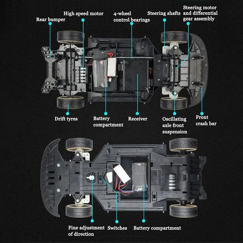 Rc Drift Car 1:10 4Wd Drifting Wheels Anti-Collision Off-Road Racing Rc Cars - Image 3 of 4
