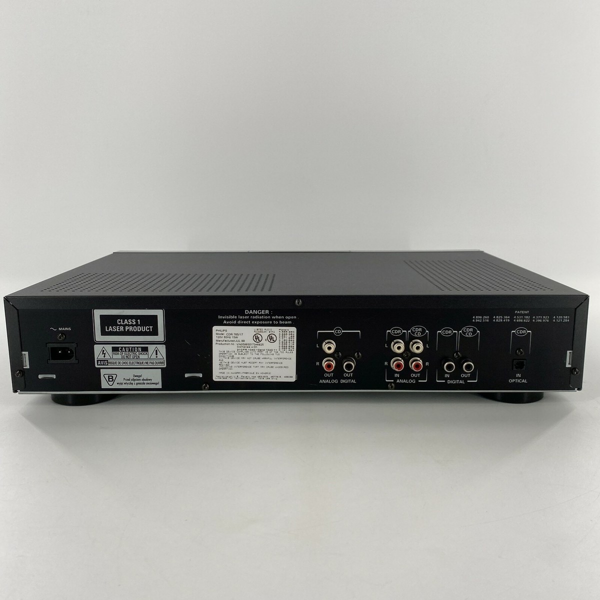 Philips CDR 765 CD Recorder Player w Manual Remote Power Cord FOR