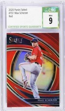 MAX SCHERZER 2020 PANINI SELECT RED #D 199/199 1/1 CSG 9 MINT NATIONALS GRADED