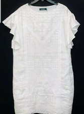 NWT Lauren Ralph Lauren Women Flutter-Sleeved Eyelet Linen Sheath Dress, 4  8