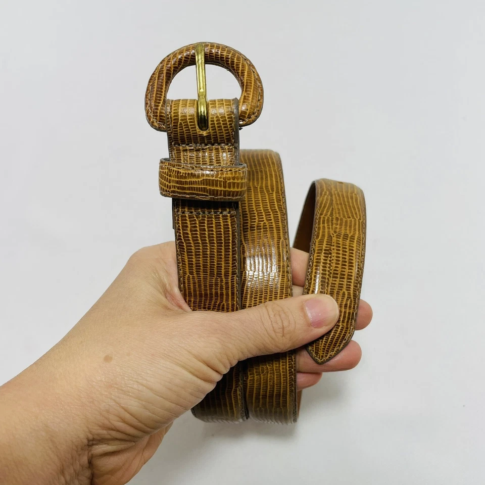 Cinturón de Cuero Ck Calvin Klein Lagarto Mujer Talla M Hipster Retro Texturizado Gótico Foto 2 de 4