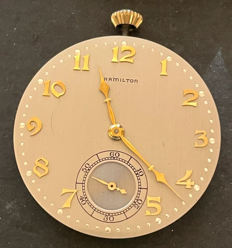 Antique 1938 Hamilton Grade 917 Pocket Watch Movement Running Ticks 10s 17j USA