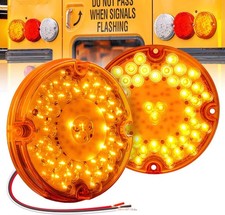 TRUE MODS 2pc 7" Round 47-LED Turn Signal Tail Light For School Bus Transit Vehi