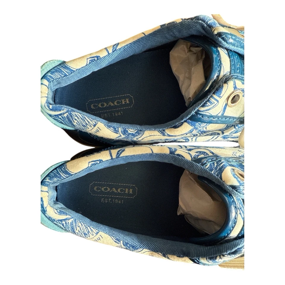 Coach Barrett Scribble «C» холщовые кроссовки BlueWhite Pat. Кожа 8B A1054 Y2K - Изображение 4 из 4