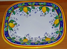VASSOIO FRUTTIERA PIATTO CENTRO TAVOLA CERAMICA TOSCANA DECORATO A MANO 14X34X8