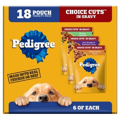 Wet Dog Food Chicken Casserole Variety Pack in Gravy, 3.5 oz Pouches, 18 Count