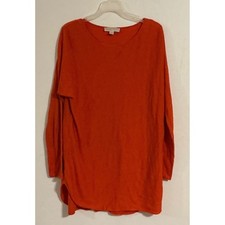 Michael Kors Large Orange Long Sleeve Crew Neck Tunic Sweater Top Women's Size L