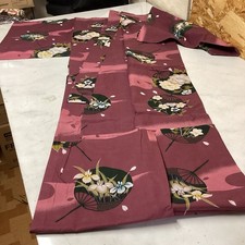 Japanese Traditional Yukata For Women Red Purple Pink Beautiful Flowers Elegant