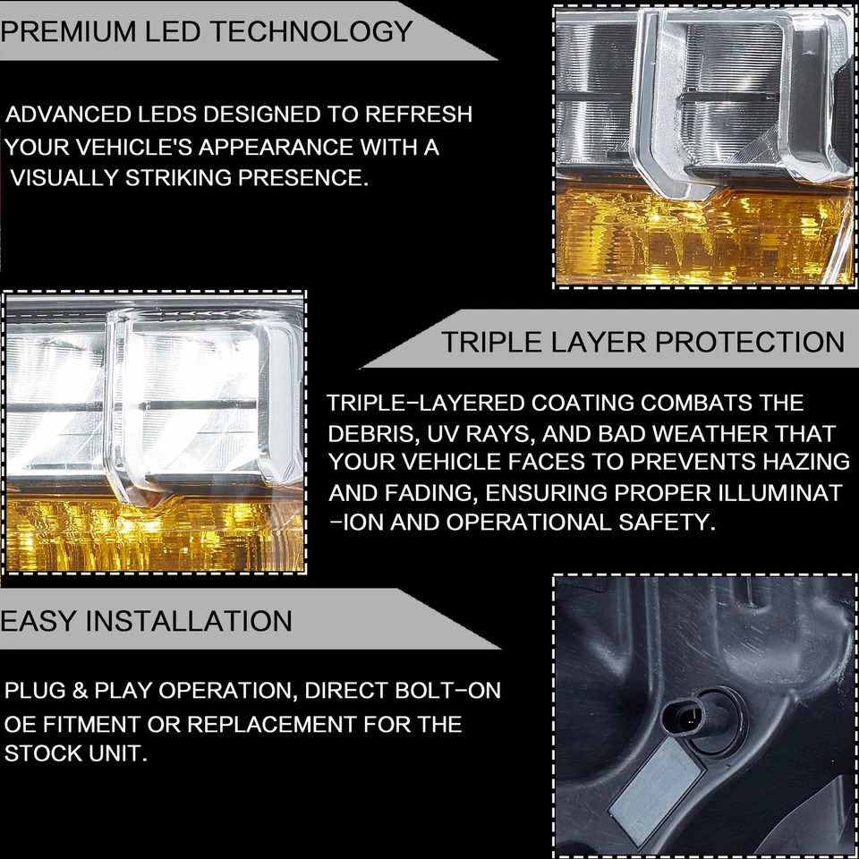 Pair VLAND LED Reflector Headlights For 2021-2023 Ford F-150  F150 Front Lamps - Image 3 of 4