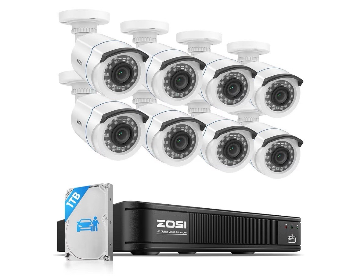 Zosi H.265+ Home Security Camera System With Ai Human Vehicle Detection