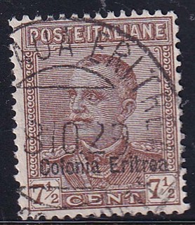 AB109 ERITREA – 7 ½ c. sovr. n. 142 timbrato.