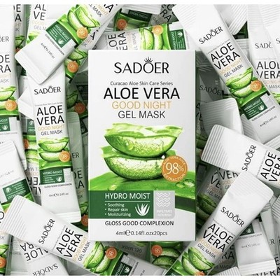 Sadoer Aloe Vera Good Night Gel Mask 4ml 0.14 oz 20 Count Moisturizing NOS