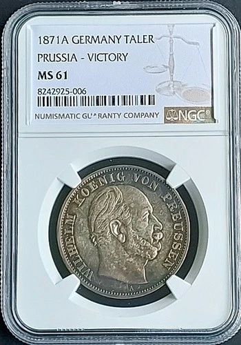 1871A  Germany Taler, NGC MS 61 , Prussia,  nice silver coin     #1983 , # 64-14