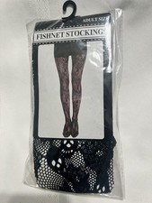 Halloween BLACK FISHNETS STOCKINGS With SKULLS Item # G19225~ADULT~NIB