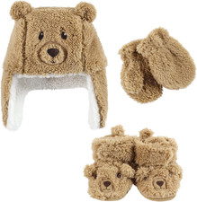 Baby-Girls Trapper Hat, Mitten and Bootie Set