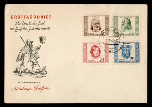 DR WHO 1952 GERMANY DDR FDC PORTRAIT COMBO R39008