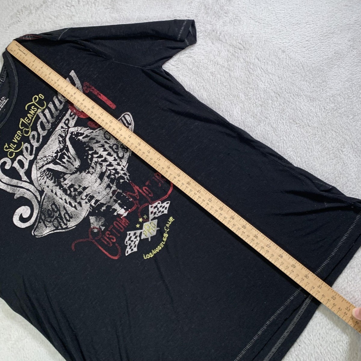 Silver Jeans Co Shirt Mens Large Black Speedway Cobra Motorcycle Graphic Tee View 5