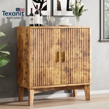 Fluted Sideboard Buffet Cabinet with Storage, 30" Mid Century Modern Coffee Wine