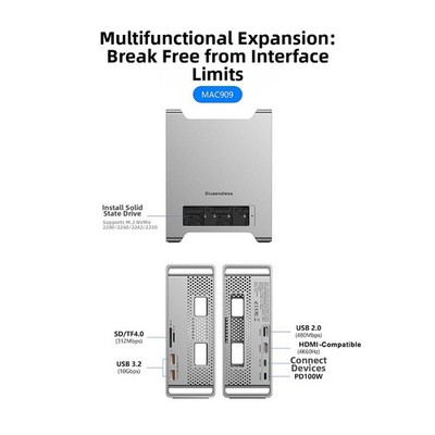 9 in 1 Dockingstation mit USB 3 2 NVME SSD für Mac Compact Alloy Hub