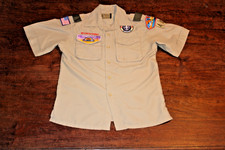 Boy Scouts of America BSA Youth Shirt Tan Large Vented Poly Microfiber