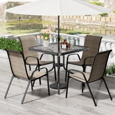 Patio Dining Set of 5, Outdoor Furniture Set with 4 Stackable Textilene Chairs