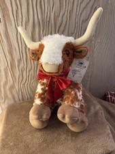 Build A Bear Plush Stuffed Texas Longhorn Brown Spotted Cow Bull Horns NEW NWT