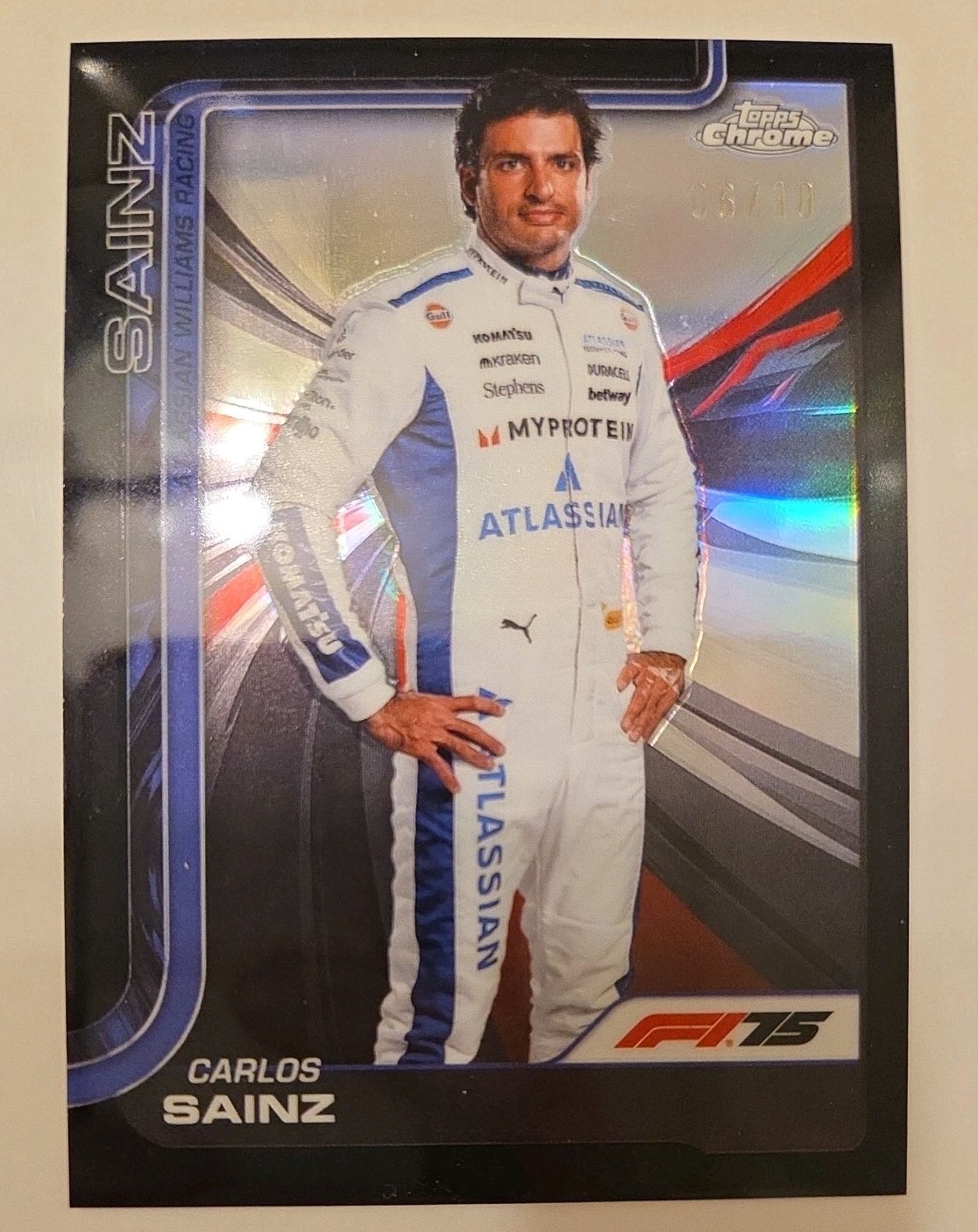 CARLOS SAINZ 2025 Topps Chrome Formula 1 F1 #18 BLACK REFRACTOR #'d 06/10! RARE!