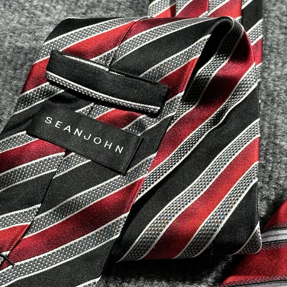 Corbata de cuello Sean John negra roja 100 % poliéster para hombre hecha en China lote de 2 Foto 4 de 4