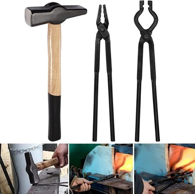 BLACKSMITH HAMMER & FORGE TOOLS KIT - STARTER BEGINNER MAKING KNIFE KIT