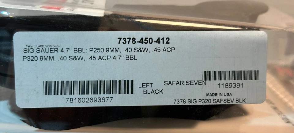 Safariland 7378 7TS ALS Concealment LH Combo OWB Holster:  SIG P320 -- LEFT HAND - Image 2 of 4