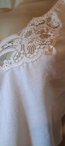 Vtg  White Woven Poly Cotton Camisole  Pretty Lace Wondermaid 40 Union Made USA 